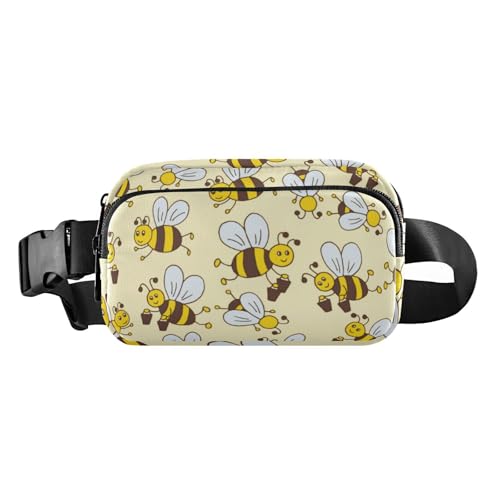 Vektormuster Bee Happy Good Luck Fashion Hüfttasche Bauchtasche für Damen und Herren, Mini-Umhängetasche, Gürteltasche mit verstellbarem Gurt für Workout, Laufen, Wandern, Vektormuster Biene Glück, 1 von Amooorous