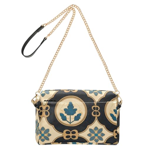 Vintage Muster in Schwarz Gold Mode Damen Handtasche Schultergurt Veganes Leder Damen Mode Geldbörsen Wasserdicht Schulterhandtaschen von Amooorous