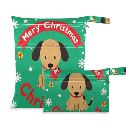 Wasserdichter Trockentasche, Motiv: Merry Christmas Cartoon, Braun, 2 Stück, Reiseutensilien für Babys mit Griffen für Pool, Reisen Wasserdichter Trockentasche, Motiv: Merry Christmas Cartoon, Braun, 2 Stück, Reiseutensilien für Babys mit Griffen für Pool, Reisen von Amooorous