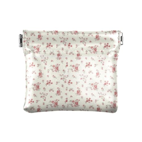 Weiche rote Blumen im Frühling Damen PU Leder Münzbörse süße Mini-Geldbörse Geldbörse für Frauen Mädchen, Weiche rote Blüten im Frühling, 1 size von Amooorous