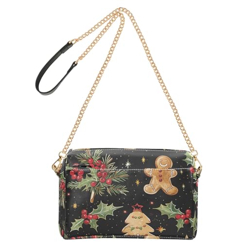 Weihnachten Lebkuchenmode Frau Schulterhandtaschen Vegan Leder Damen Geldbörse Reißverschluss Schulterhandtaschen von Amooorous