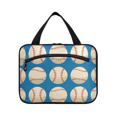 Weiße Baseball-Kosmetiktasche zum Aufhängen, mit Haken, Designer-Make-up-Tasche für Reisen, Frauen, Ausflug, Bolsa para maquillaje L von Amooorous