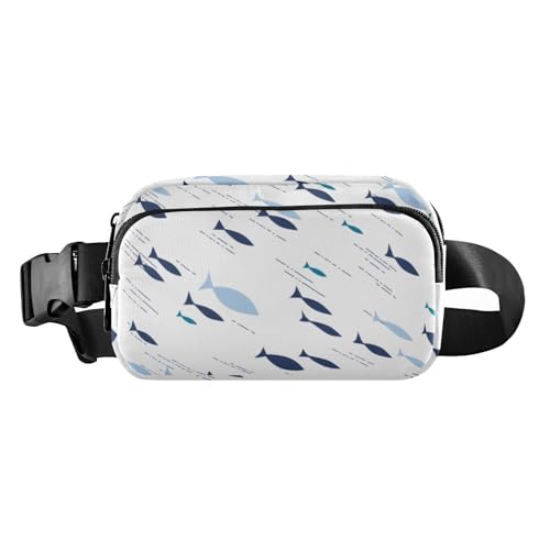 Weiße Cartoon-Unterwasserwelt, modische Gürteltasche für Herren und Damen, wasserabweisend, Crossbody-Pass-Tasche mit verstellbarem Riemen für Reisen, Laufen, Wandern, blaue Cartoon-Unterwasserwelt, von Amooorous