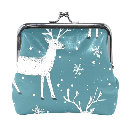 Weiße Geldbörse für Damen, Motiv: Frohe Weihnachten, Hirsch, Schneeflocke, Leder, Münzgeldbörse, wasserdicht, Reisezubehör für Frauen von Amooorous