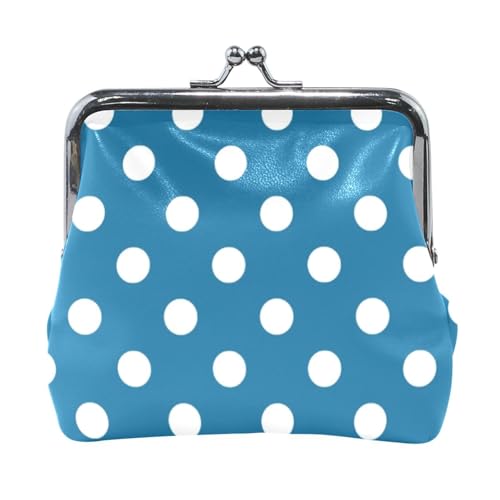 Weiße Punkte auf blauem Hintergrund, Leder-Münzgeldbörse, niedlicher Schmuck-Organizer für Damen von Amooorous