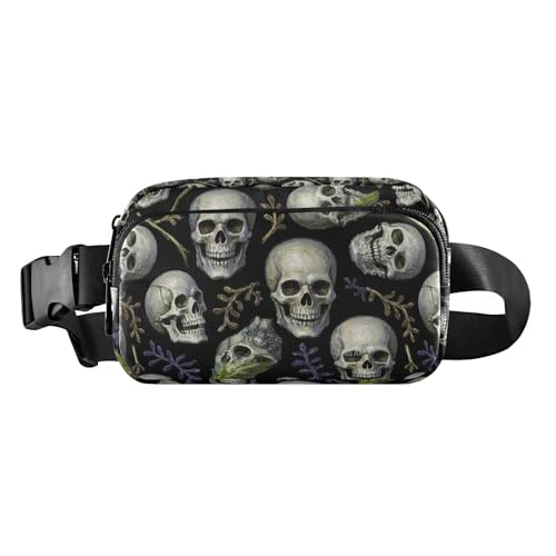 Weiße Totenkopf-Gürteltasche für Männer und Frauen, Mehrzweck-Brustgürtel, Bauchtasche mit verstellbarem Gurt für Reisen, Urlaub, Laufen von Amooorous