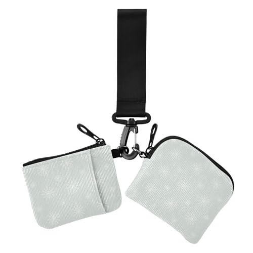 Weiße Weihnachts-Schneeflocken für Damen, doppelte Brieftaschen, Visitenkartenetui, schmal, abnehmbar, Schlüsselhalter mit Schlüsselanhänger, für Damen, 2 Packungen, Weiße Weihnachtsschneeflocken, 1 von Amooorous