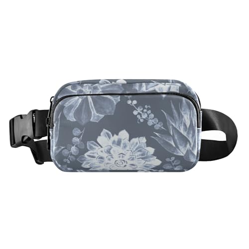 Weiße skandinavische Sukkulenten, modische Umhängetasche, Hüfttasche für Damen und Herren, Mehrzweck-Schultertasche, Reisezubehör mit verstellbarem Gurt, für Reisen, Urlaub, Laufen, Weiße von Amooorous