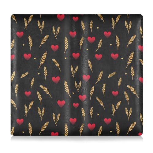 Weizenohren Simple Line Heart Valentine Leder Auto Versicherung und Registrierungskarte Halter Auto Wallet Case Organizer für Ausweis, Führerschein, Schlüsselkontaktinformationskarten von Amooorous