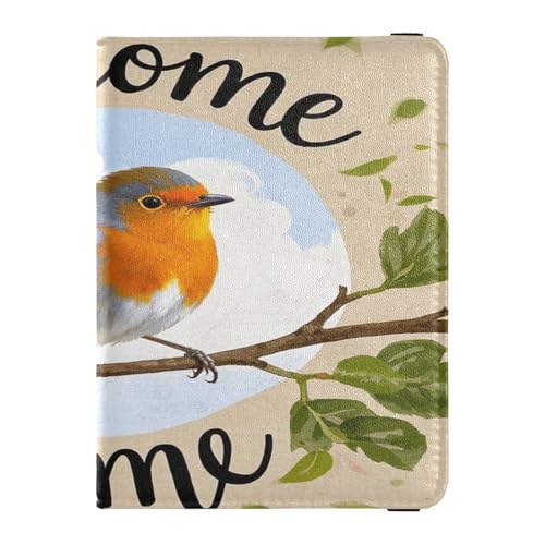 Welcome Home Niedlicher Cartoon-Vogel Leder dekorative Reisepasshülle für Reisen Frauen Impfkartenhalter Combo Reisepasshülle wasserdicht, Welcome Home Niedlicher Cartoon-Vogel, 1 size von Amooorous