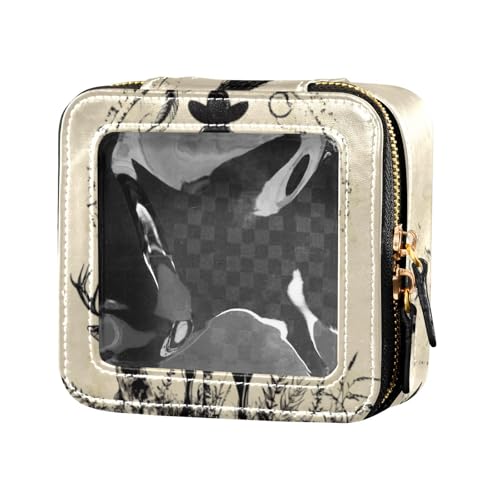 Western Cowboy Traumfänger Tribal Hirsch schwarz transparent Make-up-Tasche für Geldbörse, Kulturbeutel, Kosmetik-Organizer für Damen von Amooorous