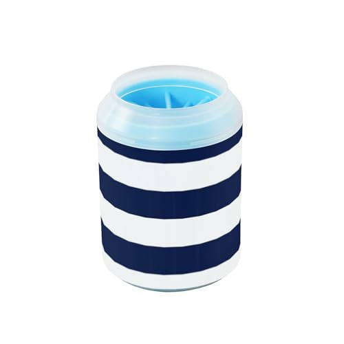 Wiederverwendbare Pfotenwaschbecher mit weichen Silikonbürsten, Reinigungsmaschine, geeignet für kleine, mittelgroße und große Hunderassen, Blau und Weiß von Amooorous