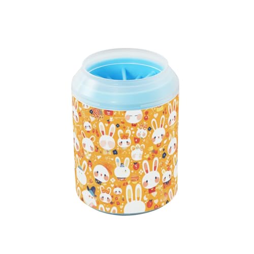 Wiederverwendbarer Hundefußreiniger-Becher mit Cartoon-Borsten, weich, für alle Haustierbesitzer, für kleine, mittelgroße Hunde und Katzenrassen, Motiv: süßer weißer Hase, Cintur-n de seguridad para von Amooorous