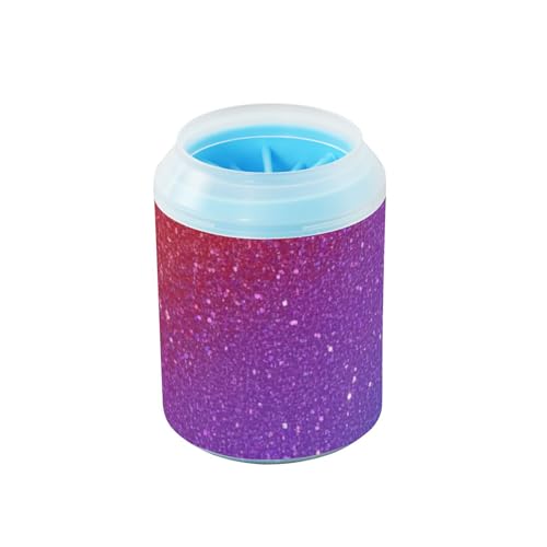 Wiederverwendbarer Pfotenreiniger-Becher mit Silikonbürste, weiche Füße, Badebürste für kleine, mittelgroße Hunde und Katzenrassen, Regenbogen-Farbverlauf, glitzernd, Limpiador de patas para perro von Amooorous