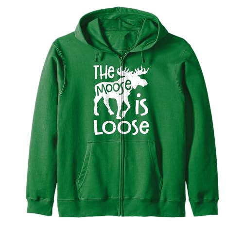 The Moose is Loose Funny Elch Lover Men Women Hunting Vintage Kapuzenjacke von Amoosing Moose Apparel