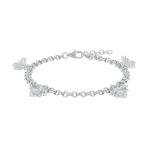 Amor Armband 925 Sterling Silber Damen Armschmuck, 17+2 cm, Silber, Biene, Kommt in Schmuck Geschenk Box, 2036033 von Amor