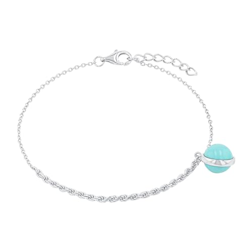 Amor Armband 925 Sterling Silber Damen Armschmuck, mit Schmuckstein., 17+2 cm, Türkis, Kommt in Schmuck Geschenk Box, 2038265 von Amor