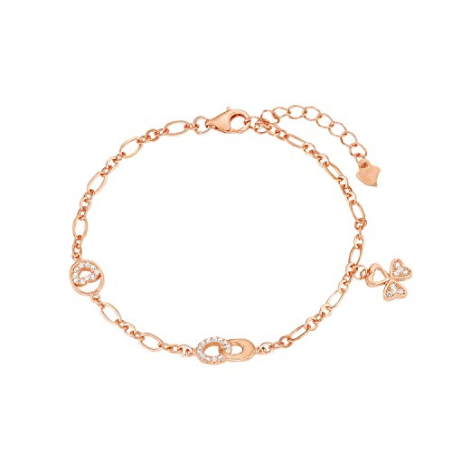 Amor Armband 925 Sterling Silber Damen Armschmuck, mit Zirkonia synth., 17+2 cm, Roséfarben, Kommt in Schmuck Geschenk Box, 9271344 von Amor