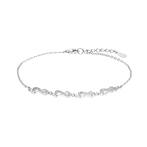Amor Armband 925 Sterling Silber Damen Armschmuck, mit Zirkonia synth., 18+2 cm, Silber, Infinity, Kommt in Schmuck Geschenk Box, 2024146 von Amor