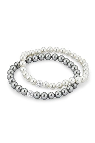 Amor Armband 925 Sterling Silber Damen Armschmuck, mit Zirkonia synth., mit Glasperle, 18 cm, Silber, Kommt in Schmuck Geschenk Box, 2016404 von Amor