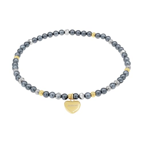 Amor Armband Edelstahl Damen Armschmuck, mit Glas, Schmuckstein synth., 17 cm, Gold, Herz, Kommt in Schmuck Geschenk Box, 2034472 von Amor