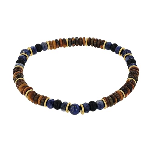 Amor Armband Edelstahl Herren Armschmuck, mit Lapis, 21 cm, Gold, Kommt in Schmuck Geschenk Box, 2040317 von Amor