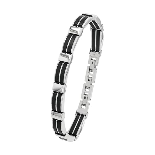 Amor Armband Edelstahl Kautschuk Herren Armschmuck, 20+2 cm, Silber, Kommt in Schmuck Geschenk Box, 9342433 von Amor