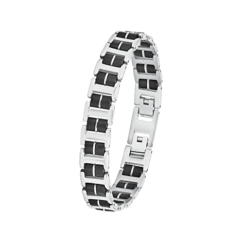 Amor Armband Edelstahl Kautschuk Herren Armschmuck, 22 cm, Silber, Kommt in Schmuck Geschenk Box, 9352524 von Amor