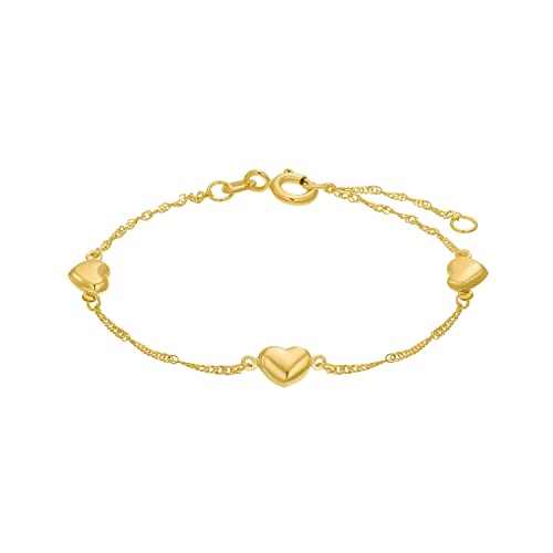 Amor Armband Mädchen Kinder Armschmuck, 14+2 cm, Gold, Herz, Kommt in Schmuck Geschenk Box, 2014692 von Amor