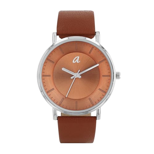 Amor Armbanduhr Unisex Damen Herren Quarzuhr Analog, mit veganem Apfelleder Armband, Schwarz, 3 bar Wasserdicht, Kommt in Uhren Geschenk Box, 2037082 von Amor