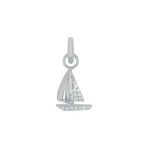 Amor Charm 925 Sterling Silber Damen Charms, mit Zirkonia synth., 2 cm, Weiß, Boot, Kommt in Schmuck Geschenk Box, 2038488 von Amor