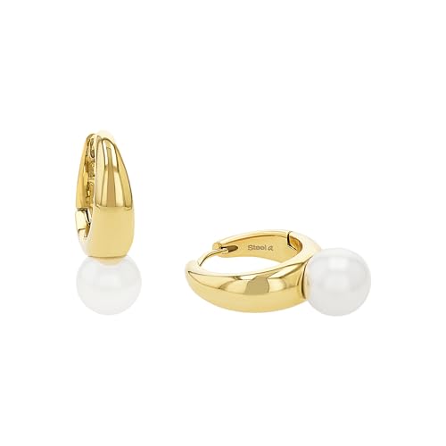 Amor Creole für Damen, Edelstahl, mit Muschelkernperle, 28 mm, gold, Geschenkidee, kommt in Schmuck Geschenk Box, 2100176 Amor Creole für Damen, Edelstahl, mit Muschelkernperle, 28 mm, gold, Geschenkidee, kommt in Schmuck Geschenk Box, 2100176 von Amor