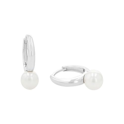 Amor Creole für Damen, Sterling Silber 925, mit Muschelkernperle, 18 mm, silber, Geschenkidee, kommt in Schmuck Geschenk Box, 2100165 von Amor