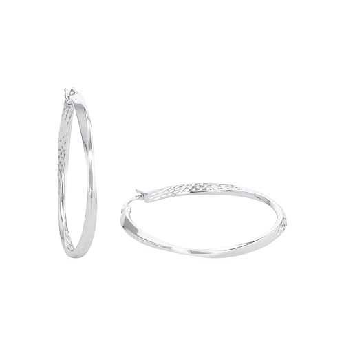 Amor Creolen 925 Sterling Silber Damen Ohrschmuck, 4 cm, Silber, Kommt in Schmuck Geschenk Box, 2026244 von Amor