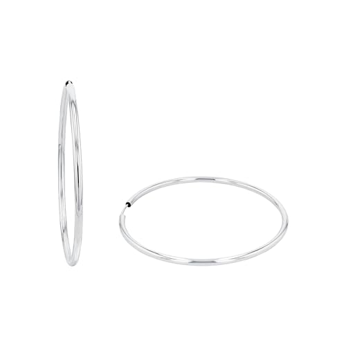 Amor Creolen 925 Sterling Silber Damen Ohrschmuck, 6 cm, Silber, Kommt in Schmuck Geschenk Box, 9061877 von Amor