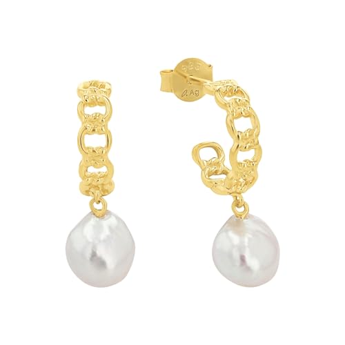 Amor Creolen 925 Sterling Silber Damen Ohrschmuck, mit Süßwasserzuchtperle, 2,1 cm, Gold, Kommt in Schmuck Geschenk Box, 2033567 Amor Creolen 925 Sterling Silber Damen Ohrschmuck, mit Süßwasserzuchtperle, 2,1 cm, Gold, Kommt in Schmuck Geschenk Box, 2033567 von Amor