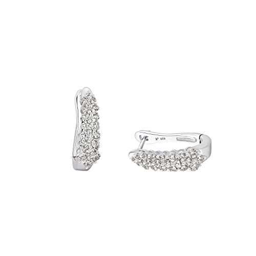 Amor Creolen 925 Sterling Silber Damen Ohrschmuck, mit Zirkonia synth., 1,6 cm, Silber, Kommt in Schmuck Geschenk Box, 2024099 von Amor