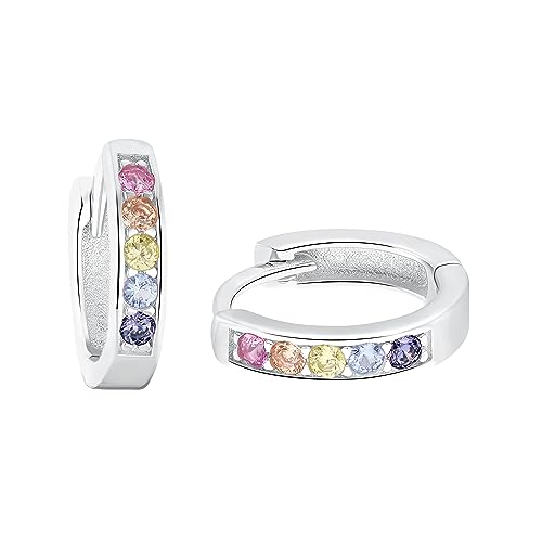 Amor Creolen 925 Sterling Silber Mädchen Kinder Ohrschmuck, mit Zirkonia synth., 1,2 cm, Silber, Kommt in Schmuck Geschenk Box, 2036778 von Amor