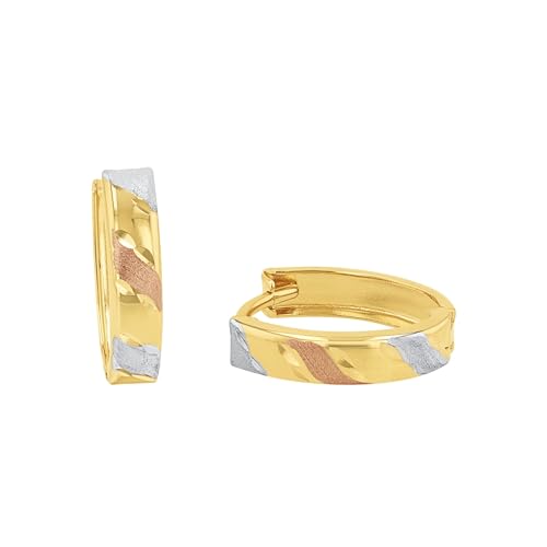 Amor Creolen Damen Ohrschmuck, 1,2 cm, Tricolor, Kommt in Schmuck Geschenk Box, 2019943 von Amor