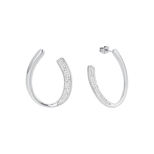 Amor Creolen Edelstahl Damen Ohrschmuck, mit Zirkonia synth., 3,1 cm, Silber, Kommt in Schmuck Geschenk Box, 2022544 von Amor