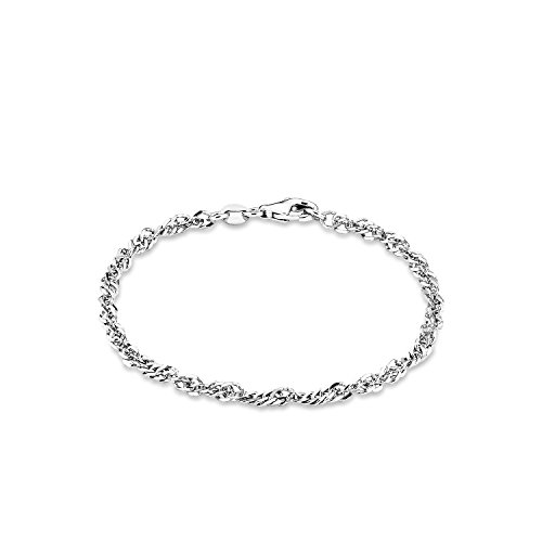 Amor Damen-Armband 925 Armkettchen Singapur Sterling Silber rhodiniert glänzend 19 cm - 383059 von Amor