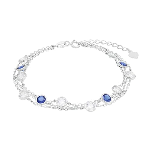 Amor Armband 925 Sterling Silber Damen Armschmuck, mit Zirkonia synth., 17+3 cm, Blau, Kommt in Schmuck Geschenk Box, 2017183 von Amor