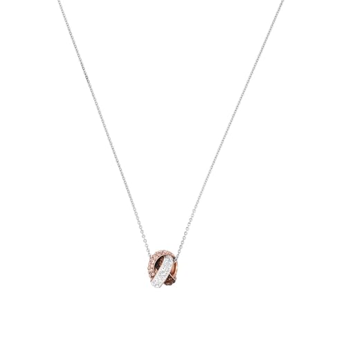 Amor Kette mit Anhänger 925 Sterling Silber Damen Halsschmuck, mit Kristall, 45 cm, Apricot, Kommt in Schmuck Geschenk Box, 9297382 von Amor