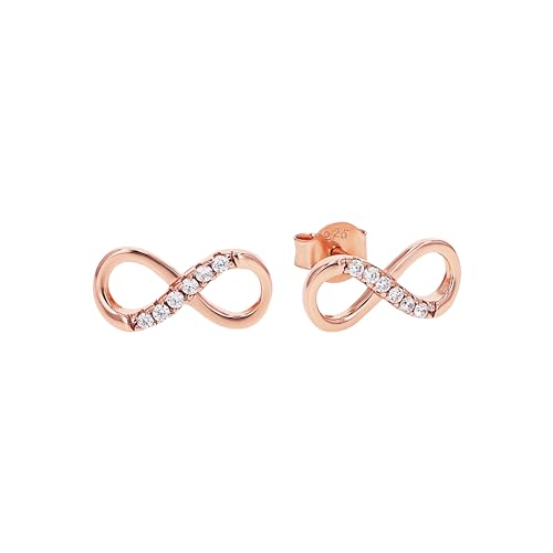 Amor Ohrstecker 925 Sterling Silber Damen Ohrschmuck, mit Zirkonia synth., 0,5 cm, Roséfarben, Infinity, Kommt in Schmuck Geschenk Box, 2016297 von Amor