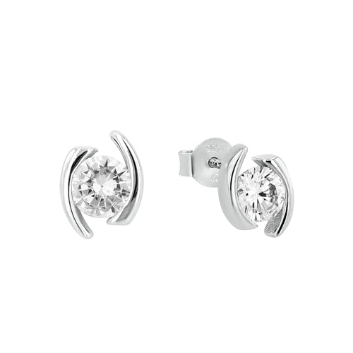 Amor Ohrstecker 925 Sterling Silber Damen Ohrschmuck, mit Zirkonia synth., 0,7 cm, Silber, Kommt in Schmuck Geschenk Box, 9139354 von Amor