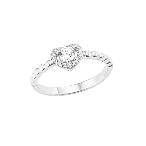 Amor Ring 925 Sterling Silber Damen Ringe, mit Zirkonia synth., Silber, Herz, Kommt in Schmuck Geschenk Box, 2024062 von Amor