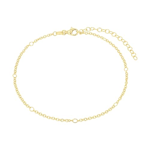 Amor Fußkette 925 Sterling Silber Damen Sommerschmuck, 22+5 cm, Gold, Kommt in Schmuck Geschenk Box, 2038564 von Amor