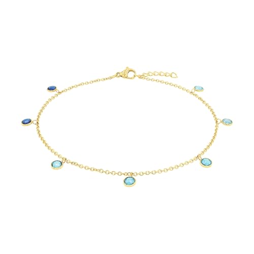 Amor Fußkette Edelstahl Damen Sommerschmuck, mit Zirkonia synth, 23+2 cm, Gold, Kommt in Schmuck Geschenk Box, 2036447 von Amor