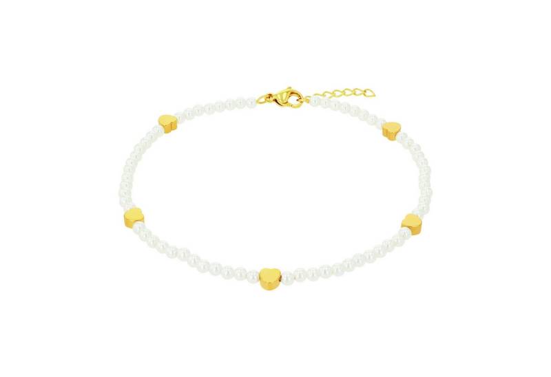 Amor Fußkette mit Herzen, mit Glasperle von Amor