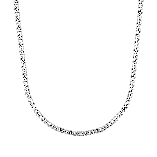 Amor Halskette Edelstahl Unisex Damen Herren Halsschmuck, 55 cm, Silber, Kommt in Schmuck Geschenk Box, 9030293 von Amor